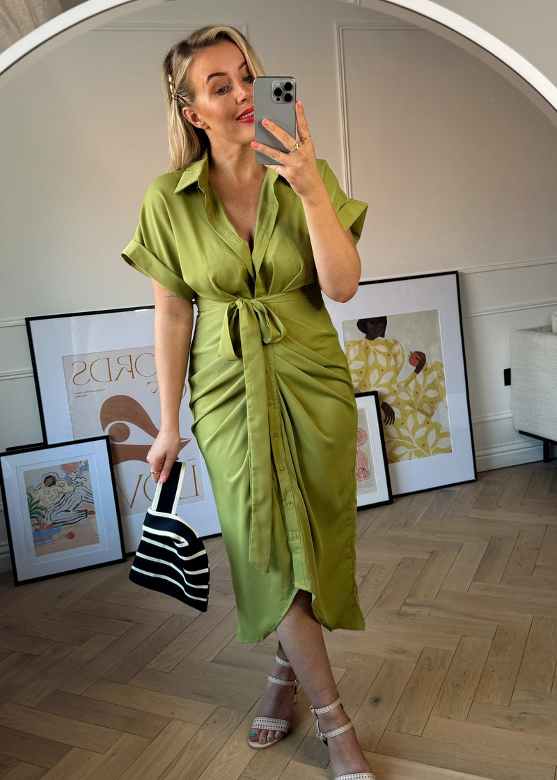 Aisling shirt dress - pistachio-The Style Attic