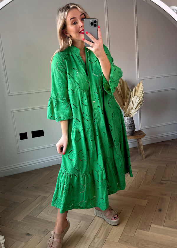 Bree broderie anglaise dress - shamrock-The Style Attic