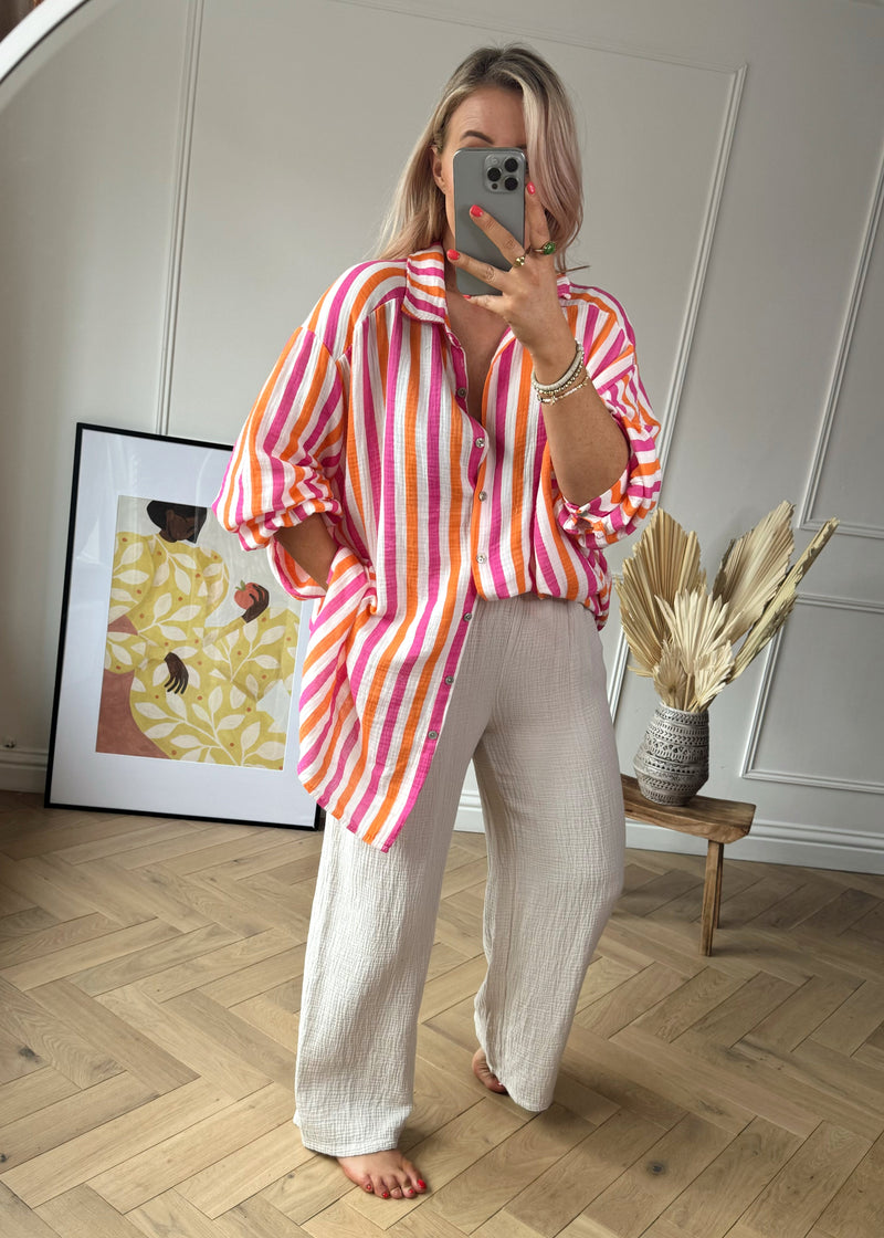 Brighton striped shirt - orange-The Style Attic