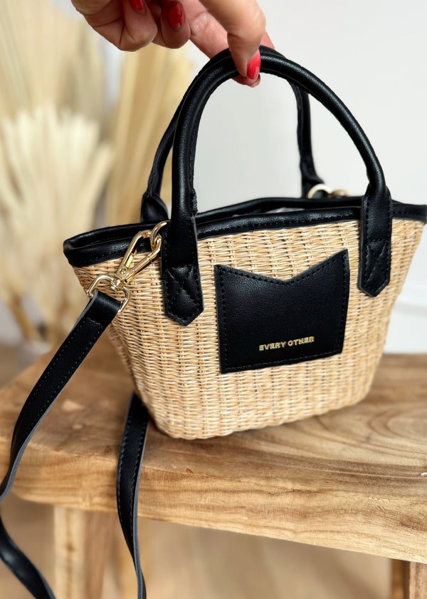 Every other mini straw bag - black-The Style Attic