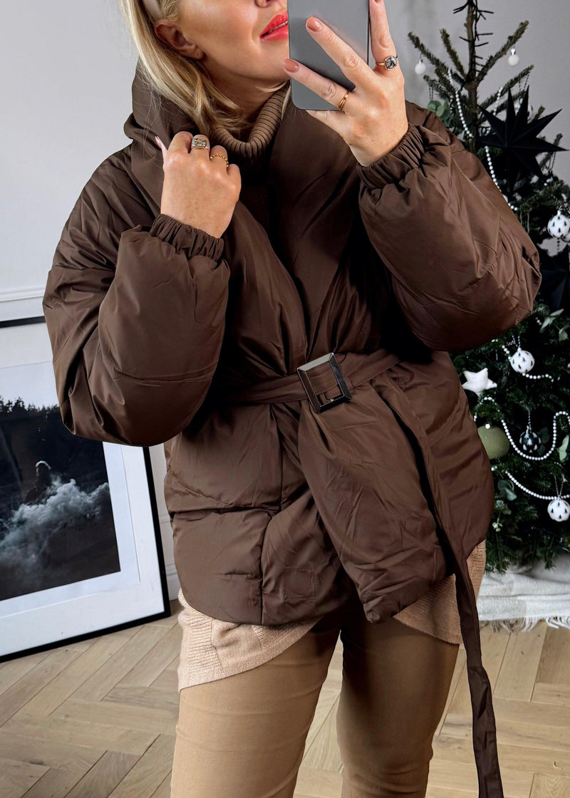 Isabella padded coat - Chocolate-The Style Attic