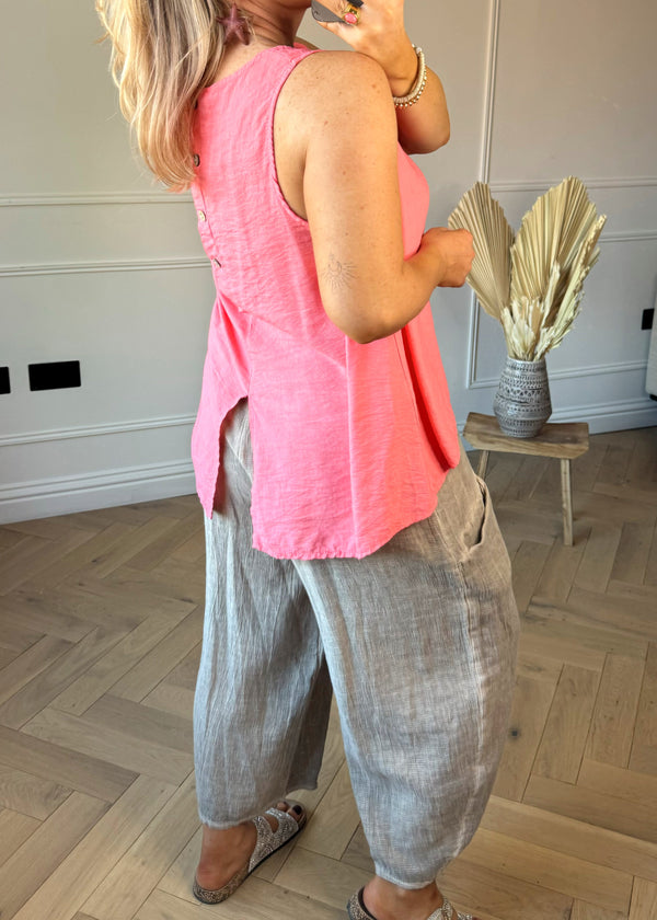 Kate button back vest - coral-The Style Attic