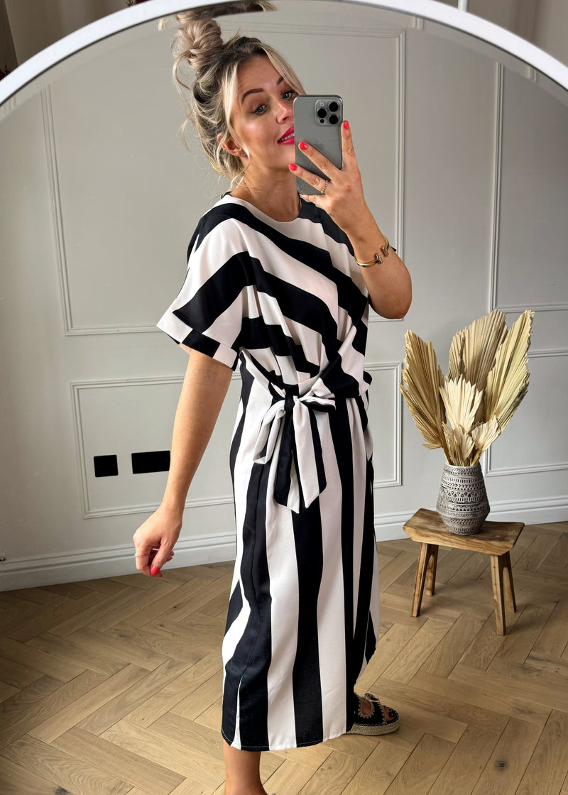 Monica tie front striped dress-The Style Attic