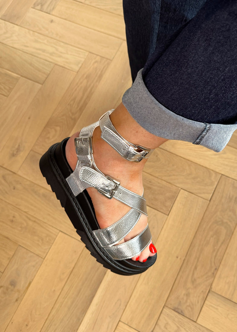 Nico chunky sandal - silver-The Style Attic