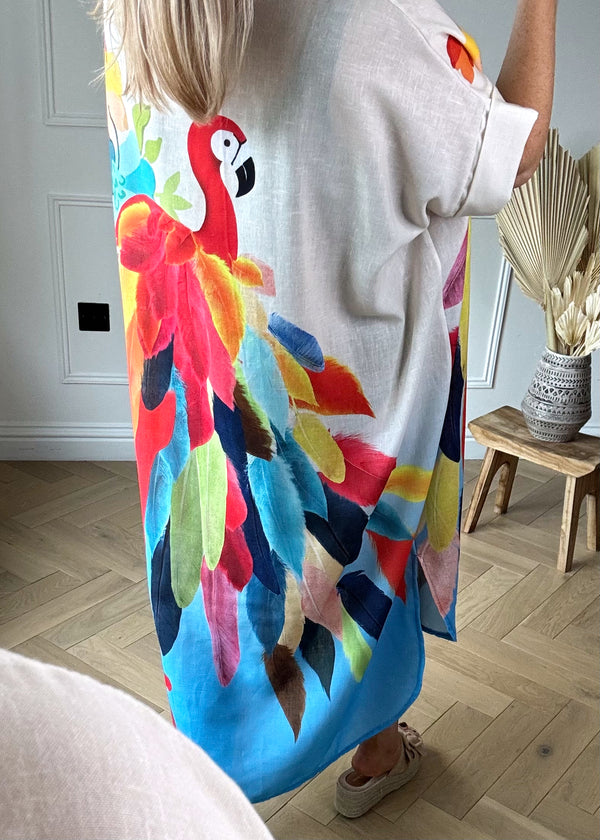 Rainbow bird longline shirt - aqua