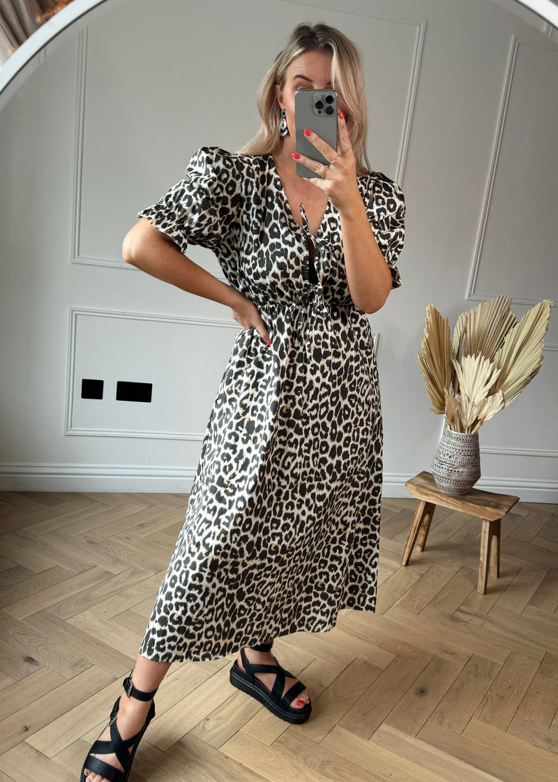 Rizzo Tie front dress - leopard