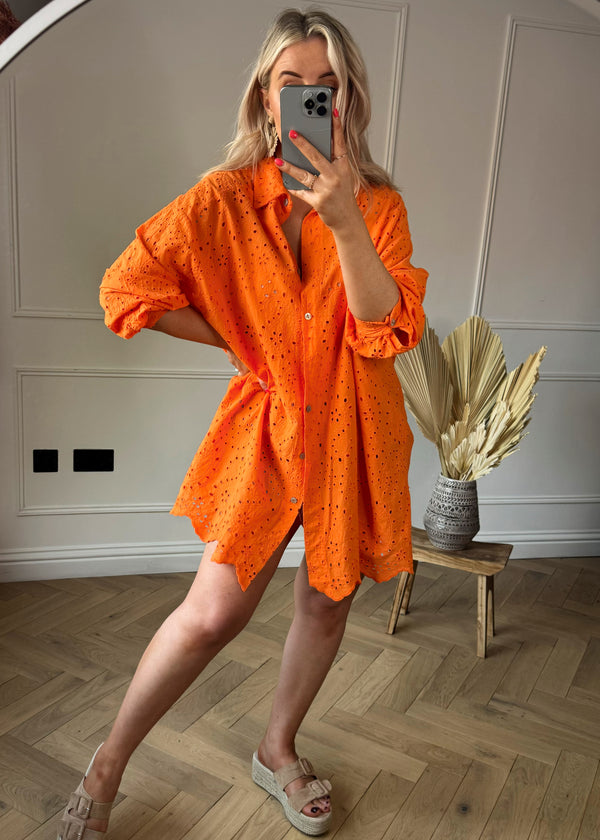 Beatrice broderie blouse - aperol
