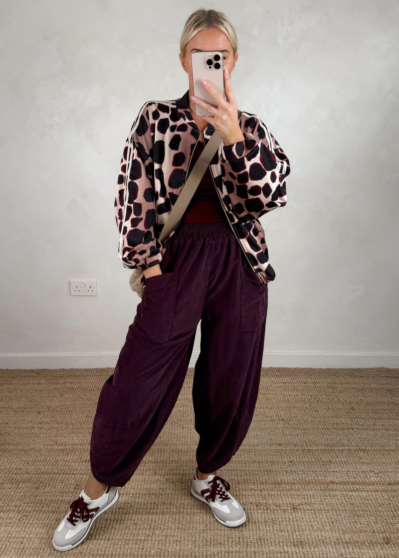 2 stripe bomber jacket - Mocha-The Style Attic