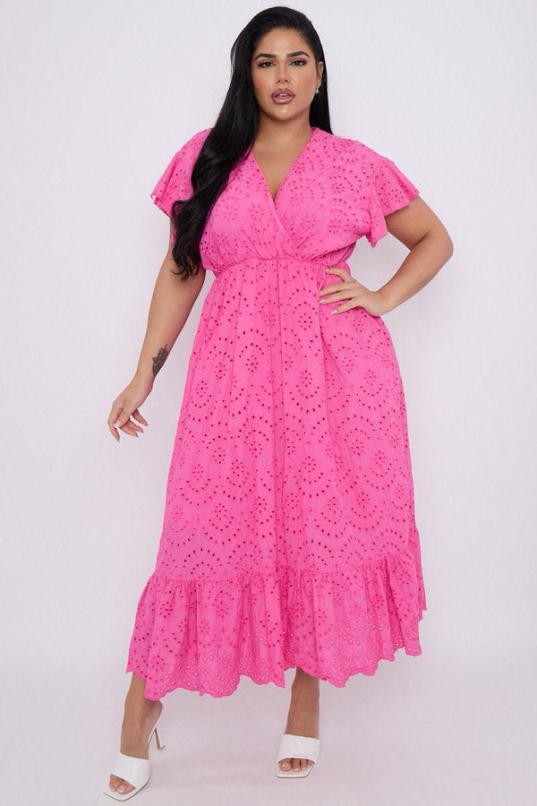 Cheska broderie anglaise maxi - hot pink