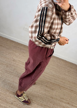 3 stripe lightweight check jacket - Camel-The Style Attic