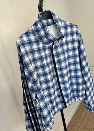 3 stripe lightweight check jacket - Denim blue-The Style Attic