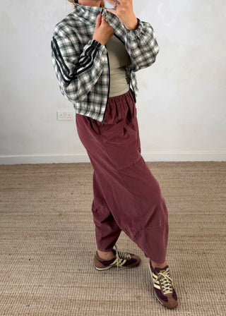 3 stripe lightweight check jacket - Khaki-The Style Attic