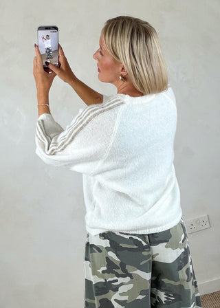 4 stripe knit - Cream-The Style Attic