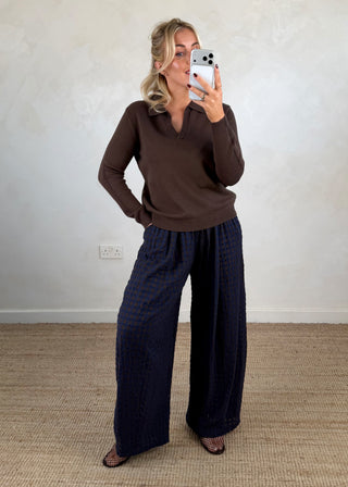 AW Bexley checked barrel leg trouser - Eight-The Style Attic