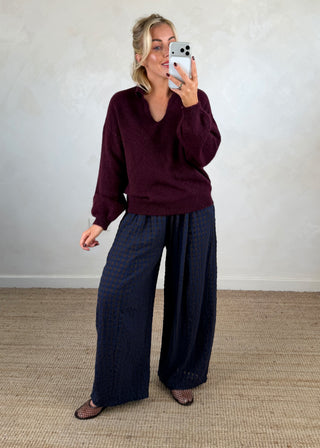 AW Bexley checked barrel leg trouser - Eight-The Style Attic