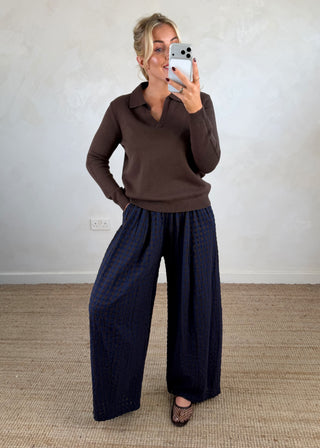 AW Bexley checked barrel leg trouser - Eight-The Style Attic
