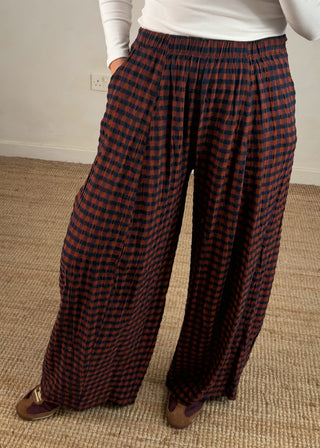 AW Bexley checked barrel leg trouser - Nine-The Style Attic