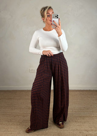 AW Bexley checked barrel leg trouser - Nine-The Style Attic