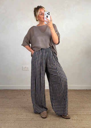 AW Bexley checked barrel leg trouser - one-The Style Attic