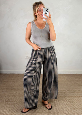 AW Bexley checked barrel leg trouser - one-The Style Attic