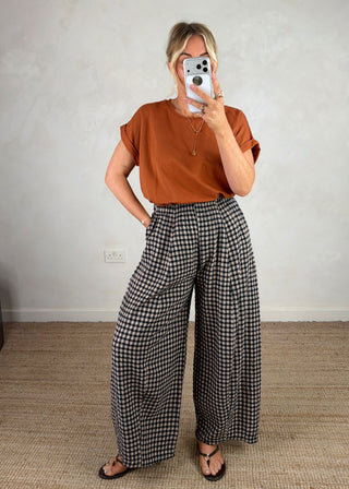 AW Bexley checked barrel leg trouser - one-The Style Attic