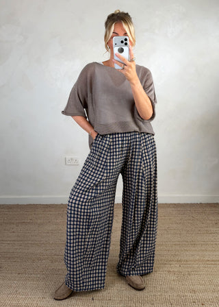 AW Bexley checked barrel leg trouser - one-The Style Attic