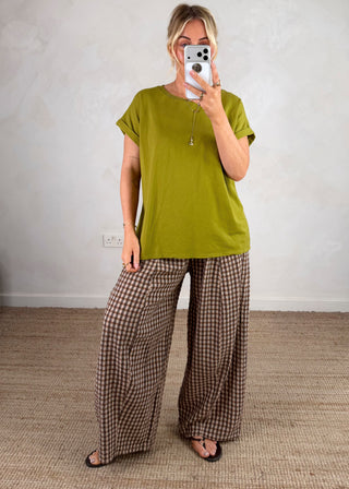 AW Bexley checked barrel leg trouser - three-The Style Attic