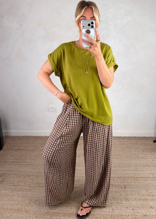 AW Bexley checked barrel leg trouser - three-The Style Attic