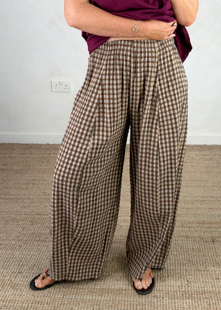 AW Bexley checked barrel leg trouser - three-The Style Attic
