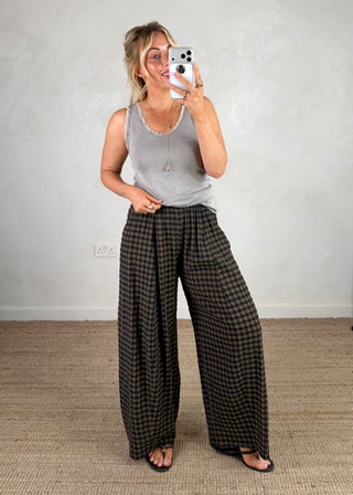 AW Bexley checked barrel leg trouser - two-The Style Attic