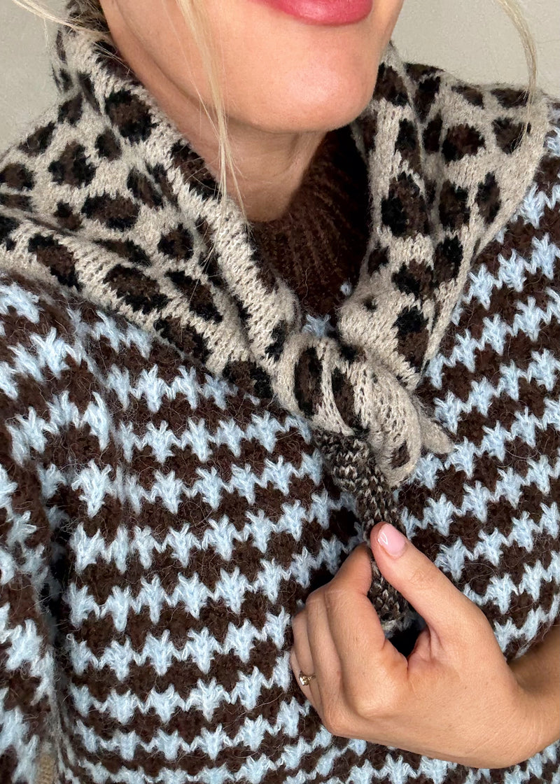 AW25 knitted neck tie - leopard-The Style Attic