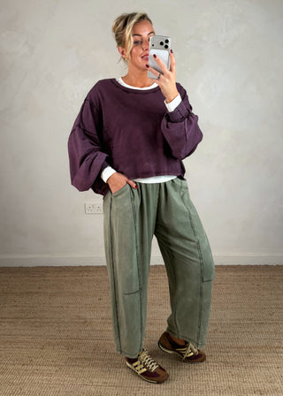 Acid wash sweater - Aubergine-The Style Attic