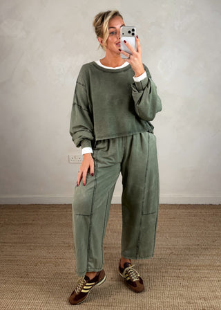 Acid wash sweater - Khaki-The Style Attic