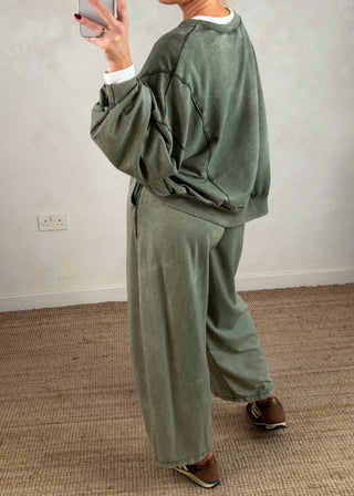 Acid wash sweater - Khaki-The Style Attic