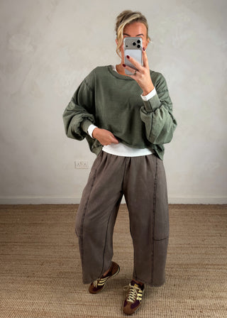 Acid wash sweater - Khaki-The Style Attic