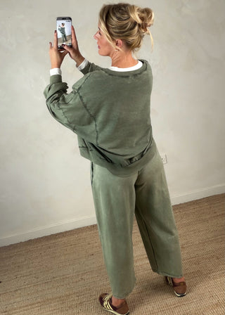 Acid wash sweater - Khaki-The Style Attic