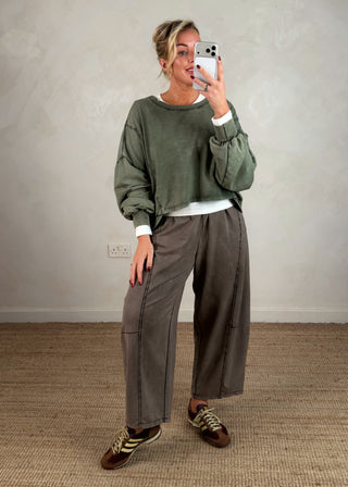 Acid wash sweater - Khaki-The Style Attic
