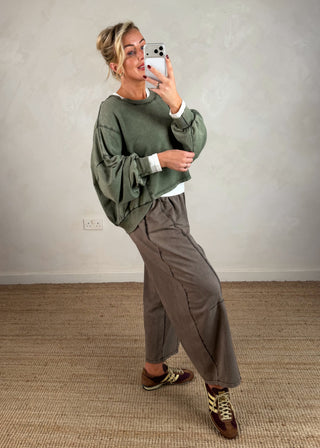 Acid wash sweater - Khaki-The Style Attic