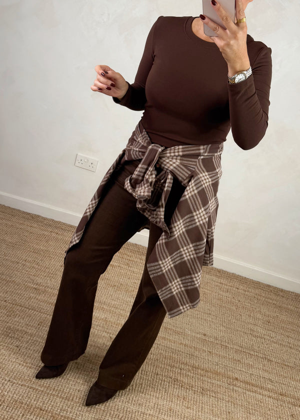 Adie checked shirt - chocolate-The Style Attic