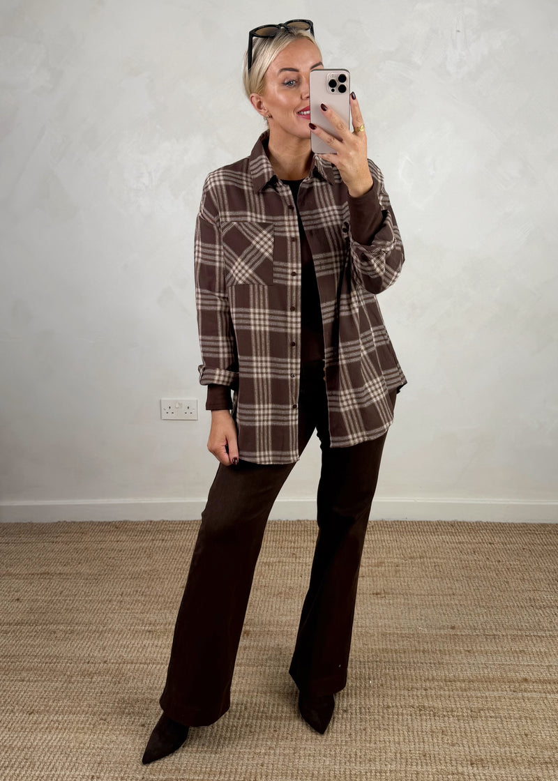 Adie checked shirt - chocolate-The Style Attic