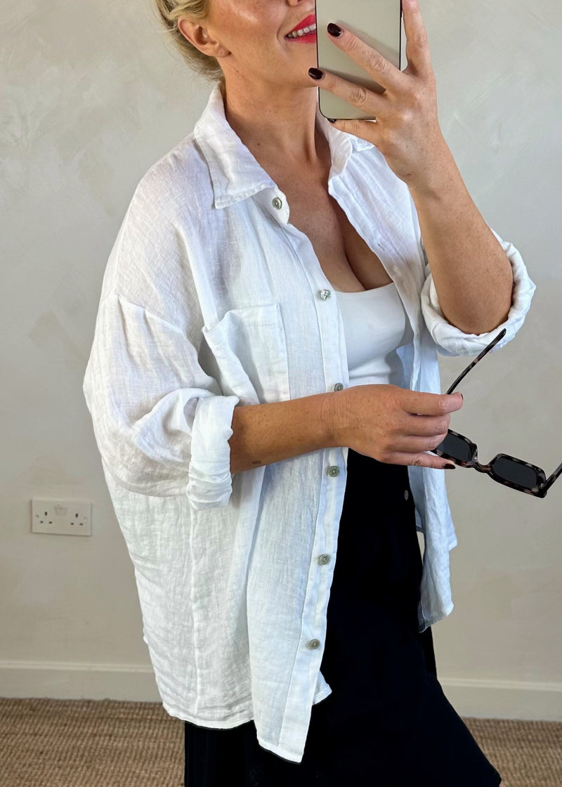 Adie linen shirt - white-The Style Attic