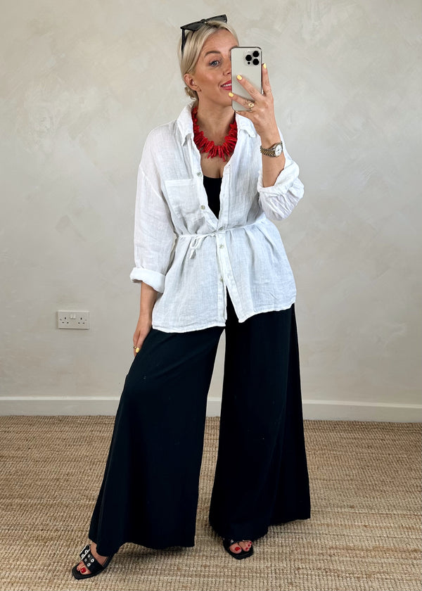 Adie linen shirt - white-The Style Attic