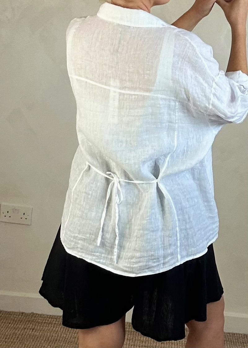 Adie linen shirt - white-The Style Attic