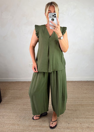Aggy blouse - Khaki-The Style Attic