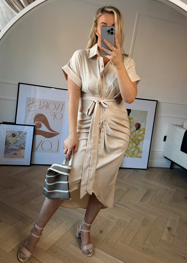 Aisling shirt dress - beige-The Style Attic