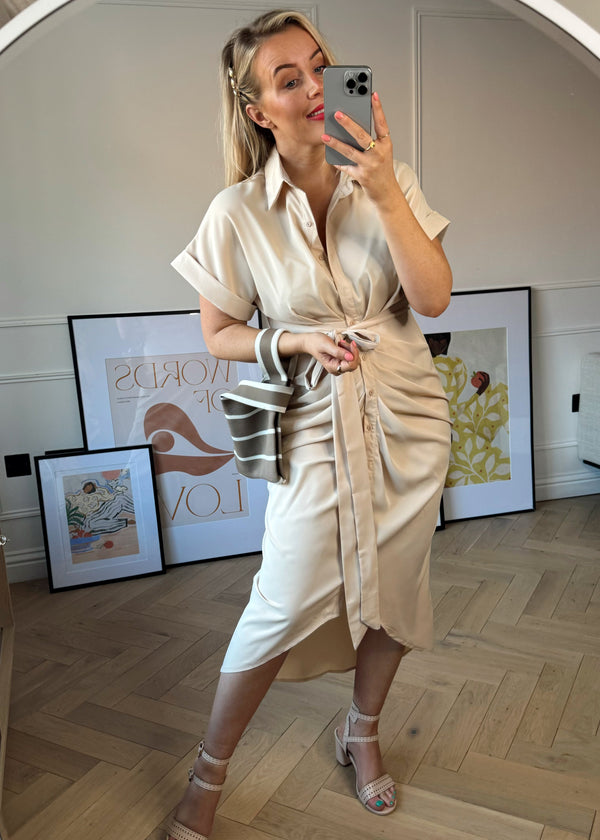 Aisling shirt dress - beige-The Style Attic
