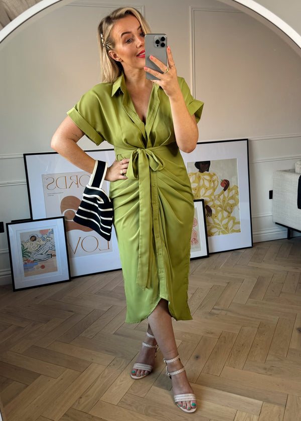 Aisling shirt dress - pistachio-The Style Attic