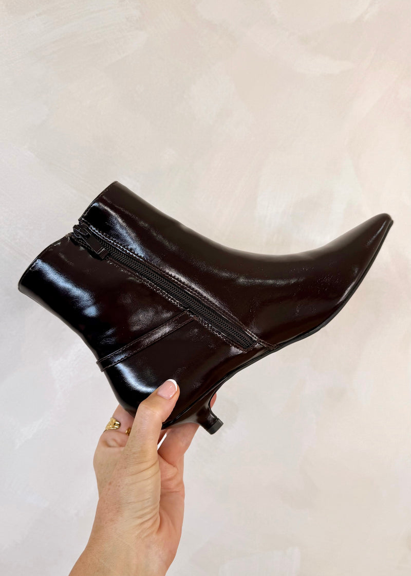 Ali kitten heel boot - dark chocolate-The Style Attic