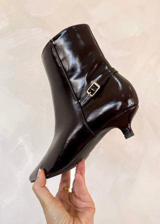 Ali kitten heel boot - dark chocolate-The Style Attic