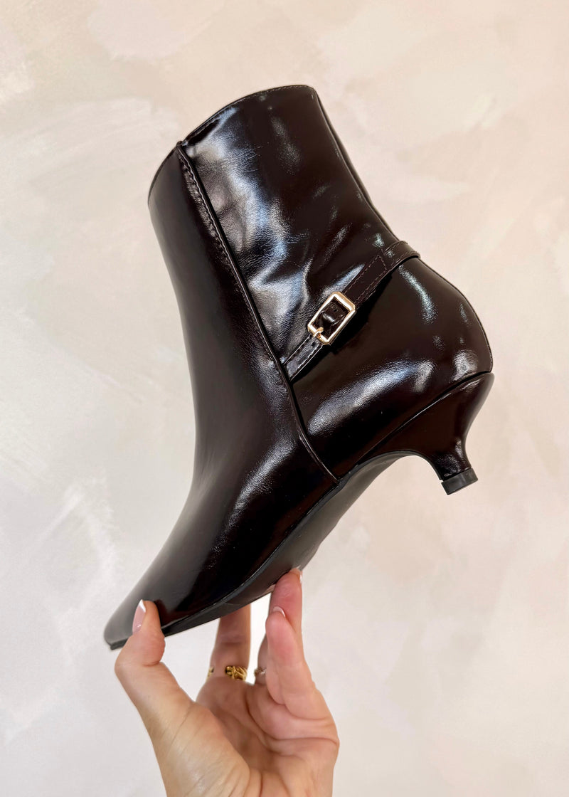 Ali kitten heel boot - dark chocolate-The Style Attic